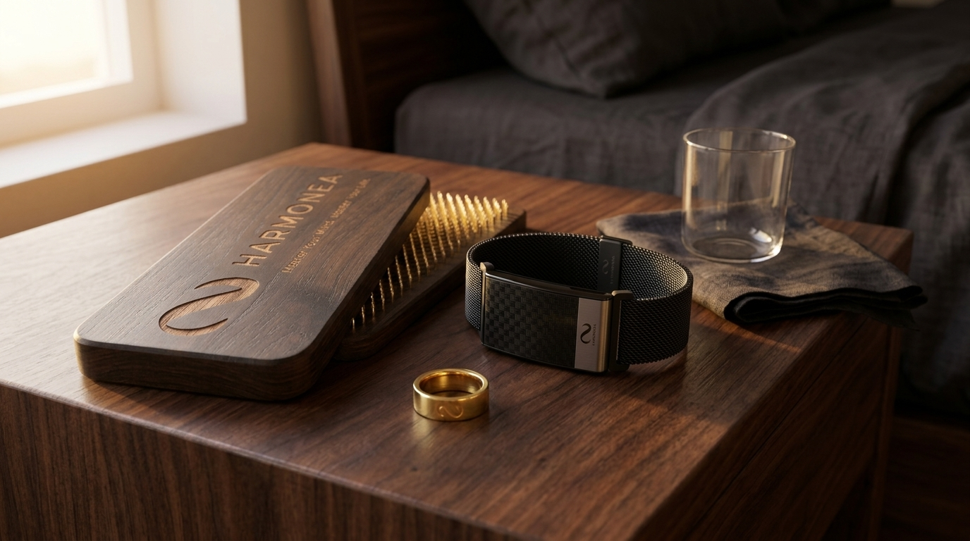 The Harmony Board and Band at rest on the nightstand